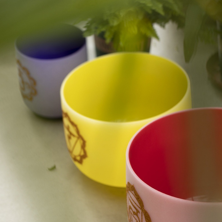 6-12 Inch 7 PCS Colored Crystal Singing Bowls Set
