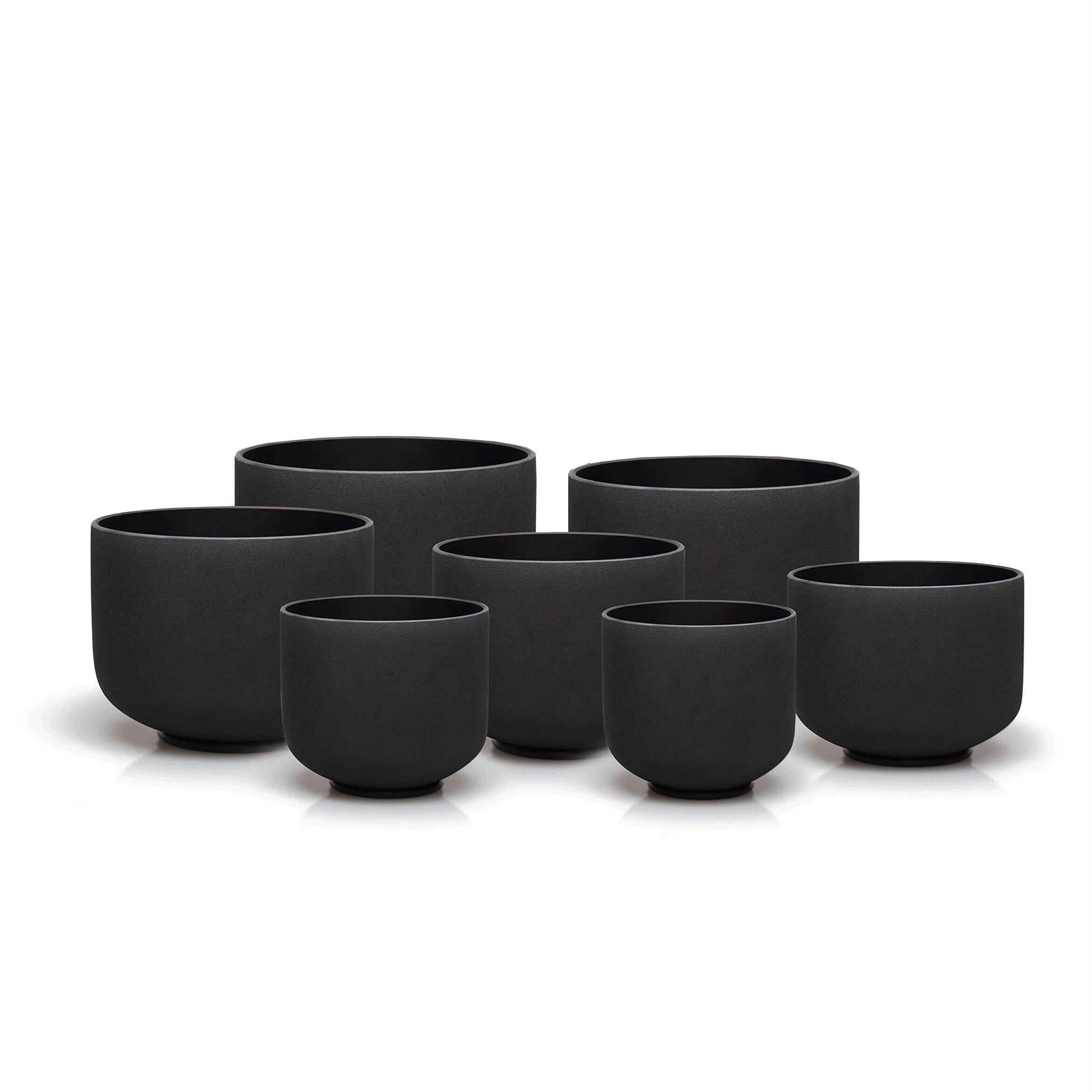 6-12 Inch 7 PCS Black Crystal Singing Bowl Set Wholesale Chakra for Sound Bath Meditation