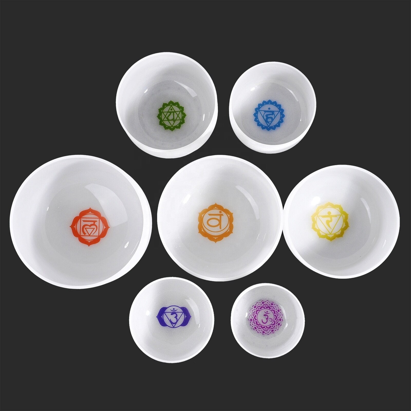 Frosted White Crystal Singing Bowls Set Wholesale Manufacturer