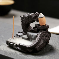 Porta incenso in ceramica con riflusso con bruciatore a cascata del drago