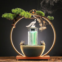 Lucky Flowing Water LED Backflow Incense Burner Fortune Fountain