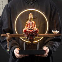 Quemador de incienso con reflujo LED de Buda para decoración del hogar