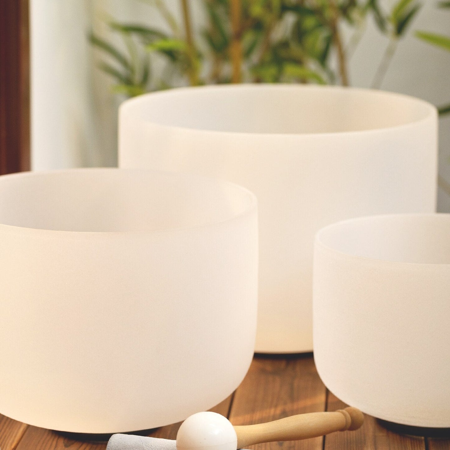 3PCS Set White Frosted Crystal Singing Bowl