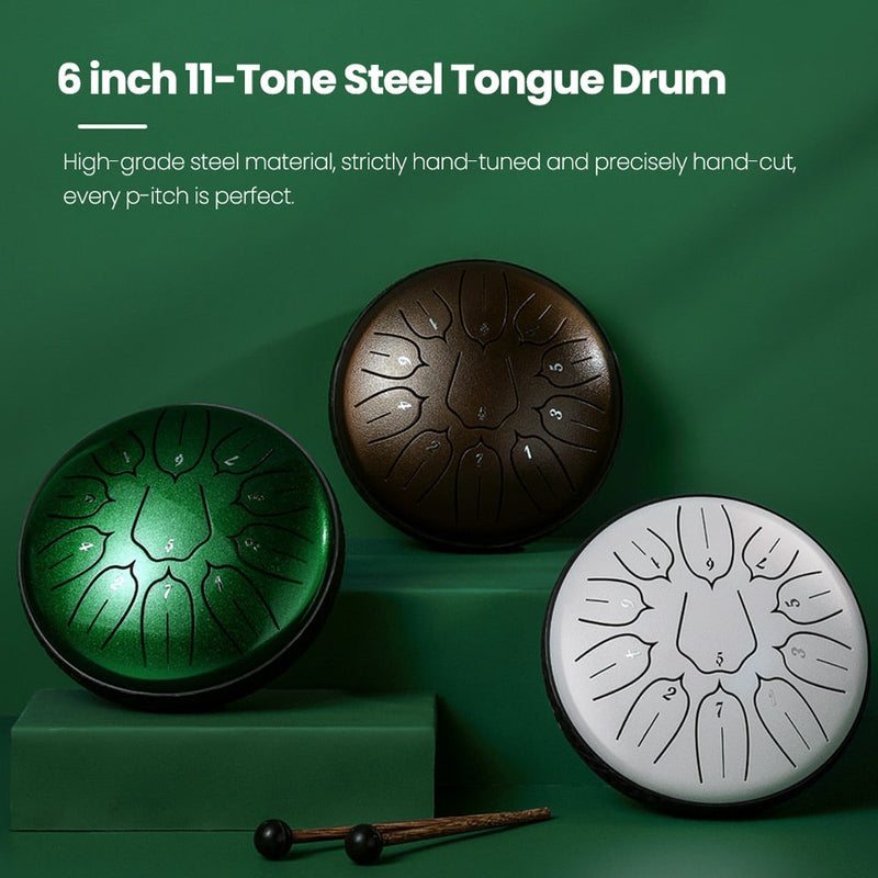 6 inch 11 Tone D Key Steel Tongue Drum