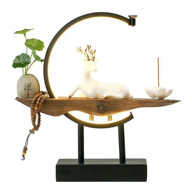 Lucky Deer LED Waterfall Censer Backflow Incense Burner